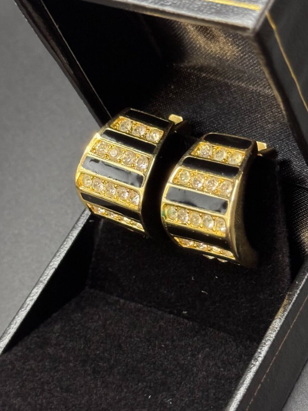 Christian Dior Vintage Crystal & Enamel clip-on earrings